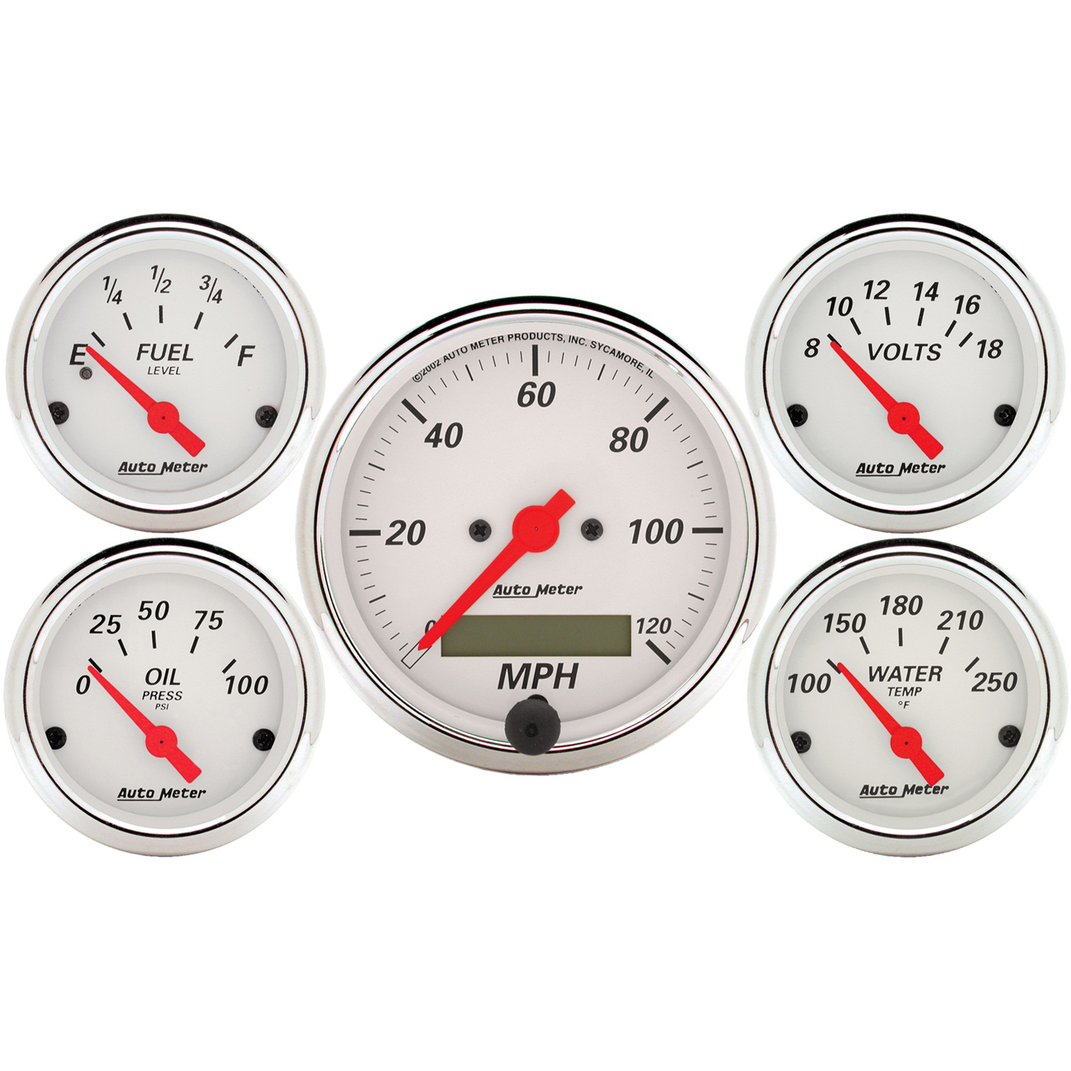 AutoMeter 5 PC. GAUGE KIT, 3-1/8 in. & 2-1/16 in. , ELEC. SPEEDOMETER, ARCTIC WHITE